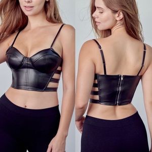 Faux leather crop top